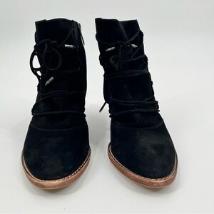 Sam Edelman Black Suede Lace-Up Boots